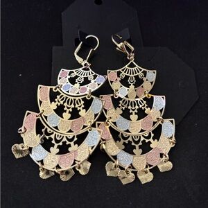 Elegant Gold and Silver Chandelier Earrings